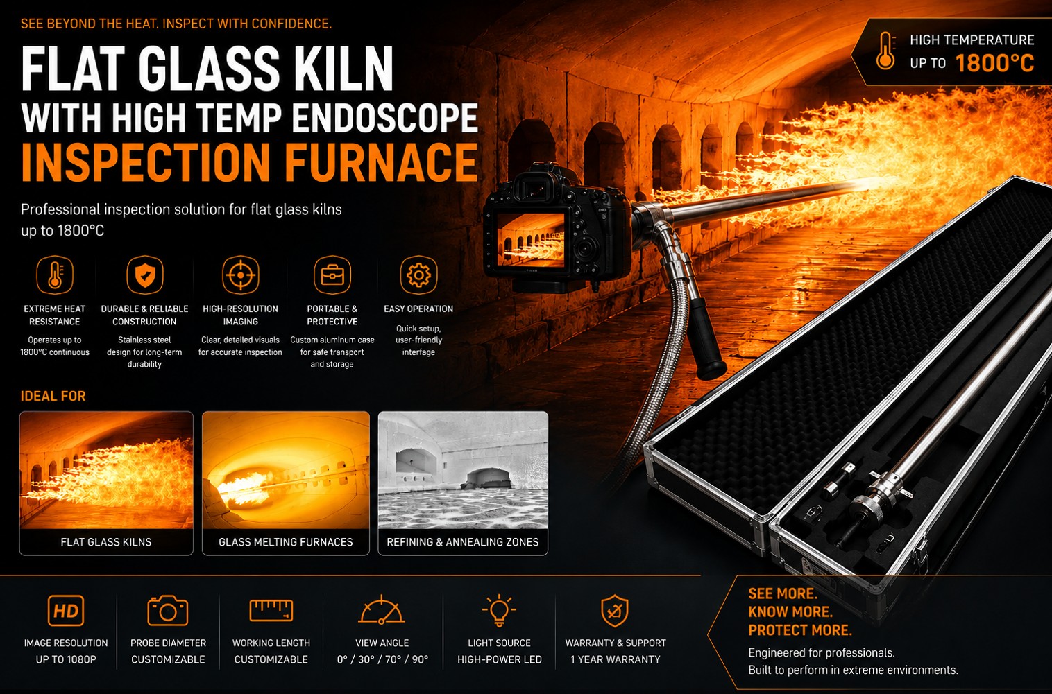 Flat Glass Kiln Inspection with High Temperature Endoscope – See Beyond the Flame